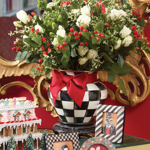 Courtly Check Enamel Large Vase - Red Bow