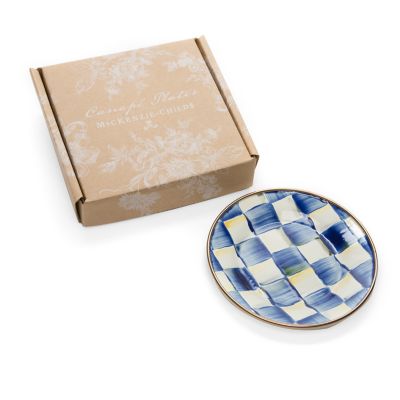 Royal Check Enamel Canape Plates - Set of 4