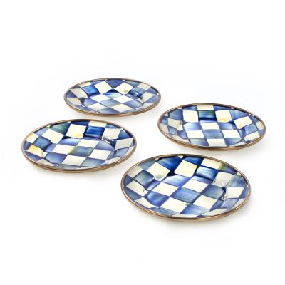 Royal Check Enamel Canape Plates - Set of 4