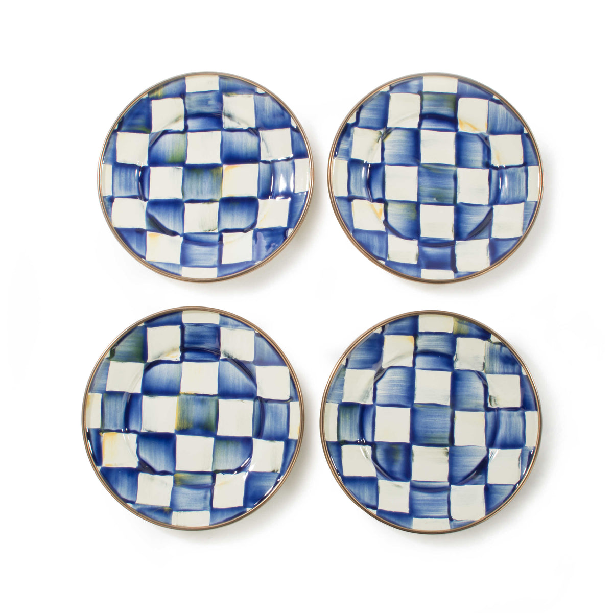 Royal Check Enamel Canape Plates - Set of 4