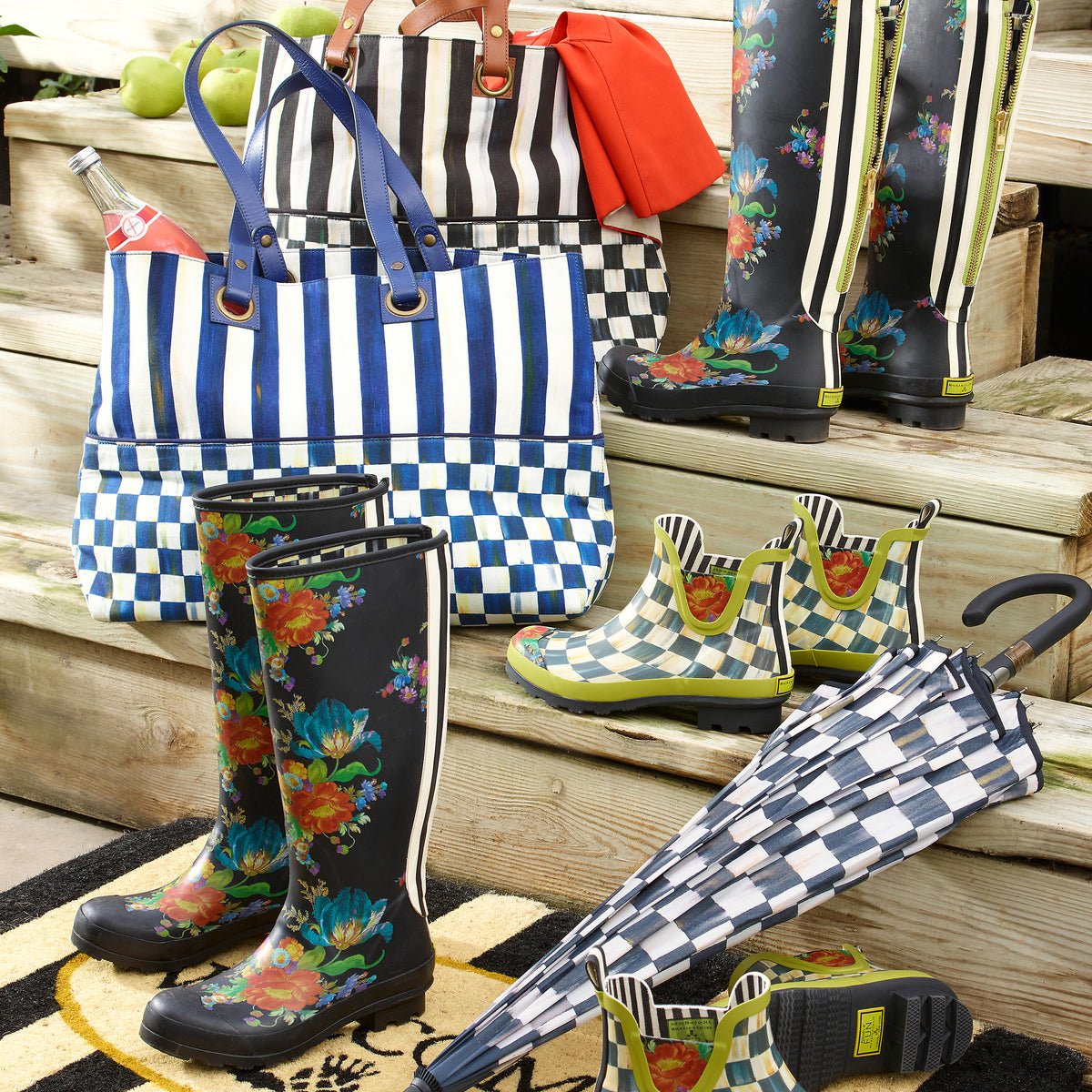 Courtly Check Rain Boots - Short - Size 10