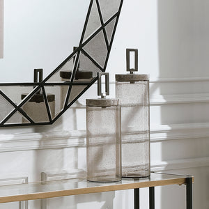 Carmen Seeded Glass Containers, S/2