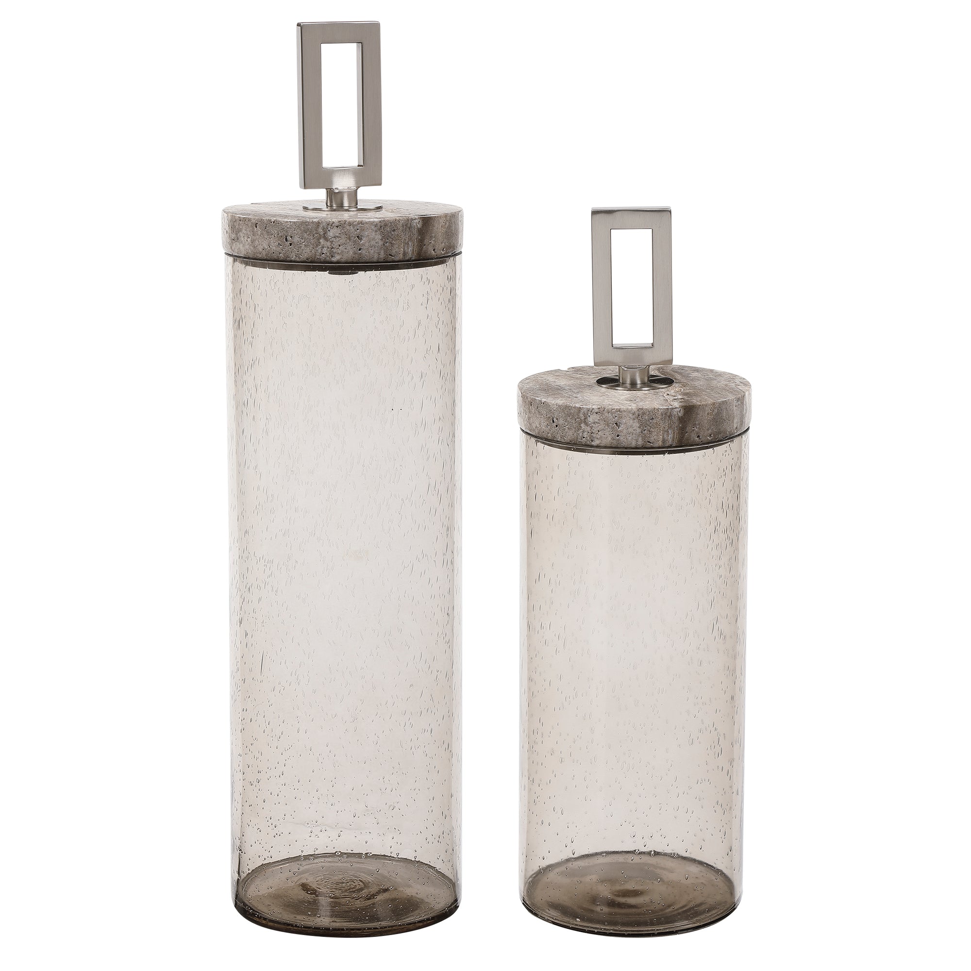 Carmen Seeded Glass Containers, S/2