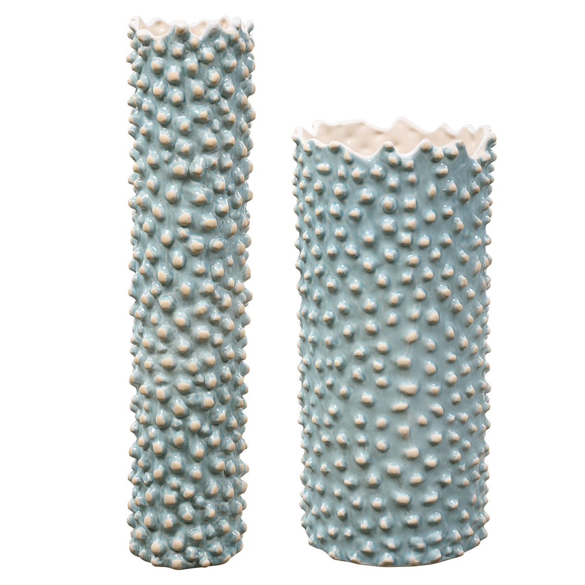 Ciji Aqua Ceramic Vases, S/2
