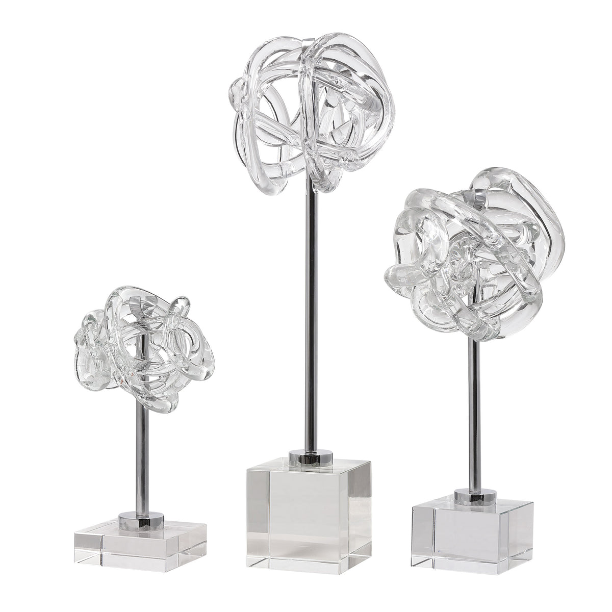 Neuron Glass Table Top Sculptures, S/3
