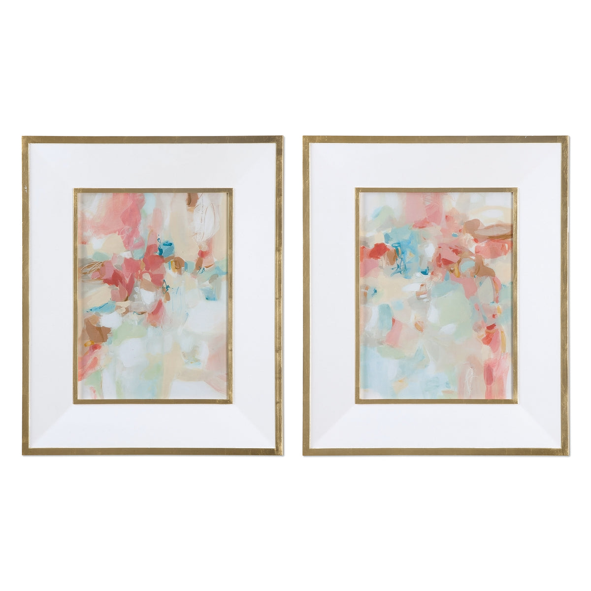 A Touch of Blush and Rosewood Fences Framed Prints, S/2