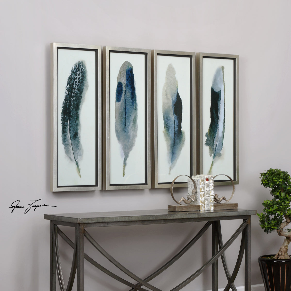 Feathered Beauty Framed Prints, S/4