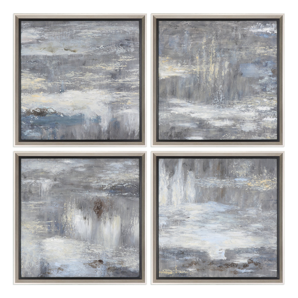 Shades Of Gray Hand Painted Canvases, S/4
