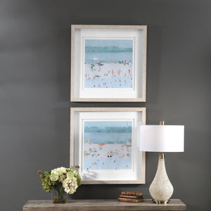Sea Glass Sandbar Framed Prints, S/2