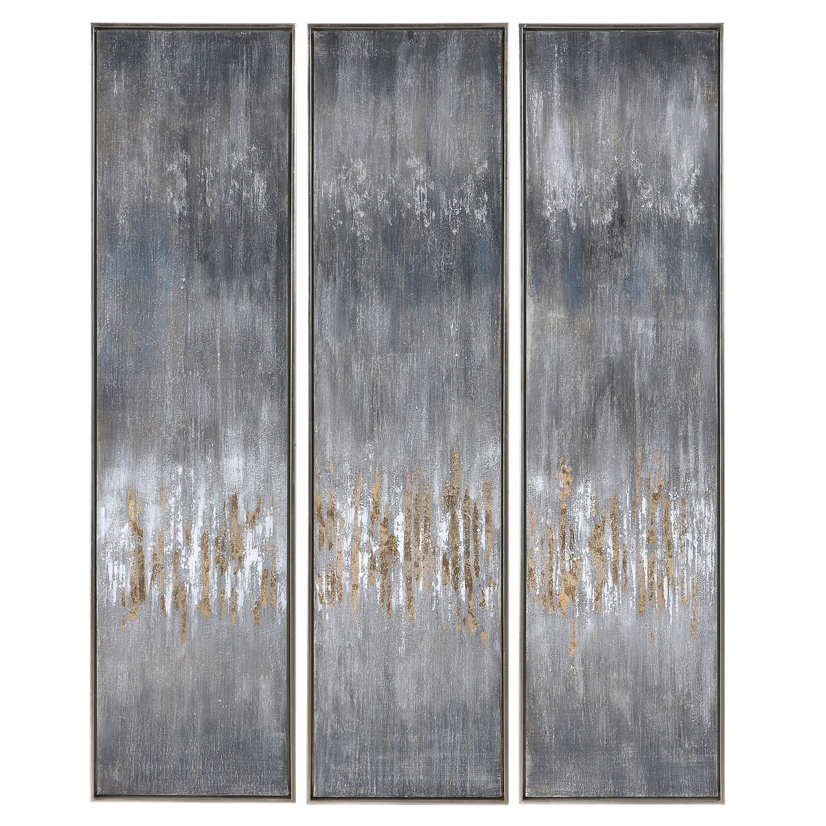 Gray Showers Hand Painted Canvases, S/3