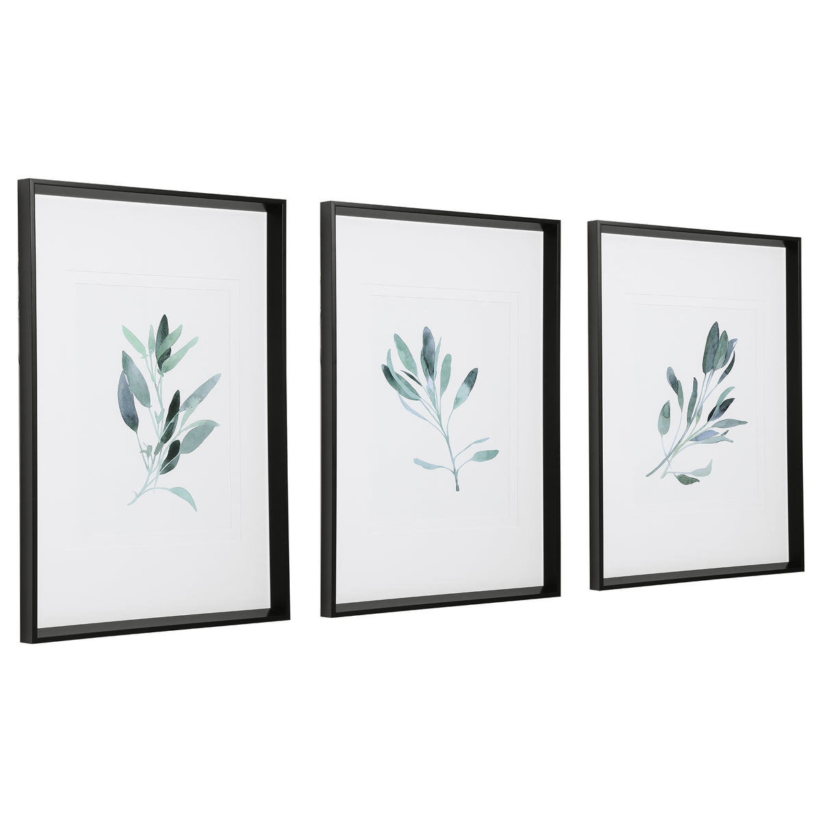 Simple Sage Framed Prints, S/3