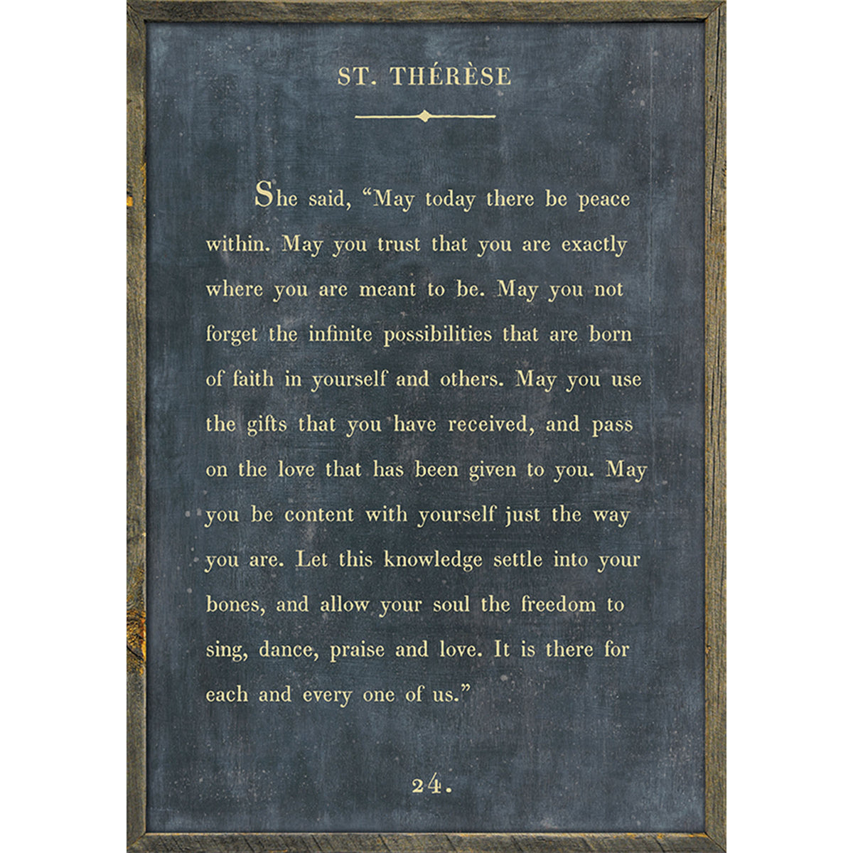 Art Print - St. Therese - Charcoal - Grey Wood