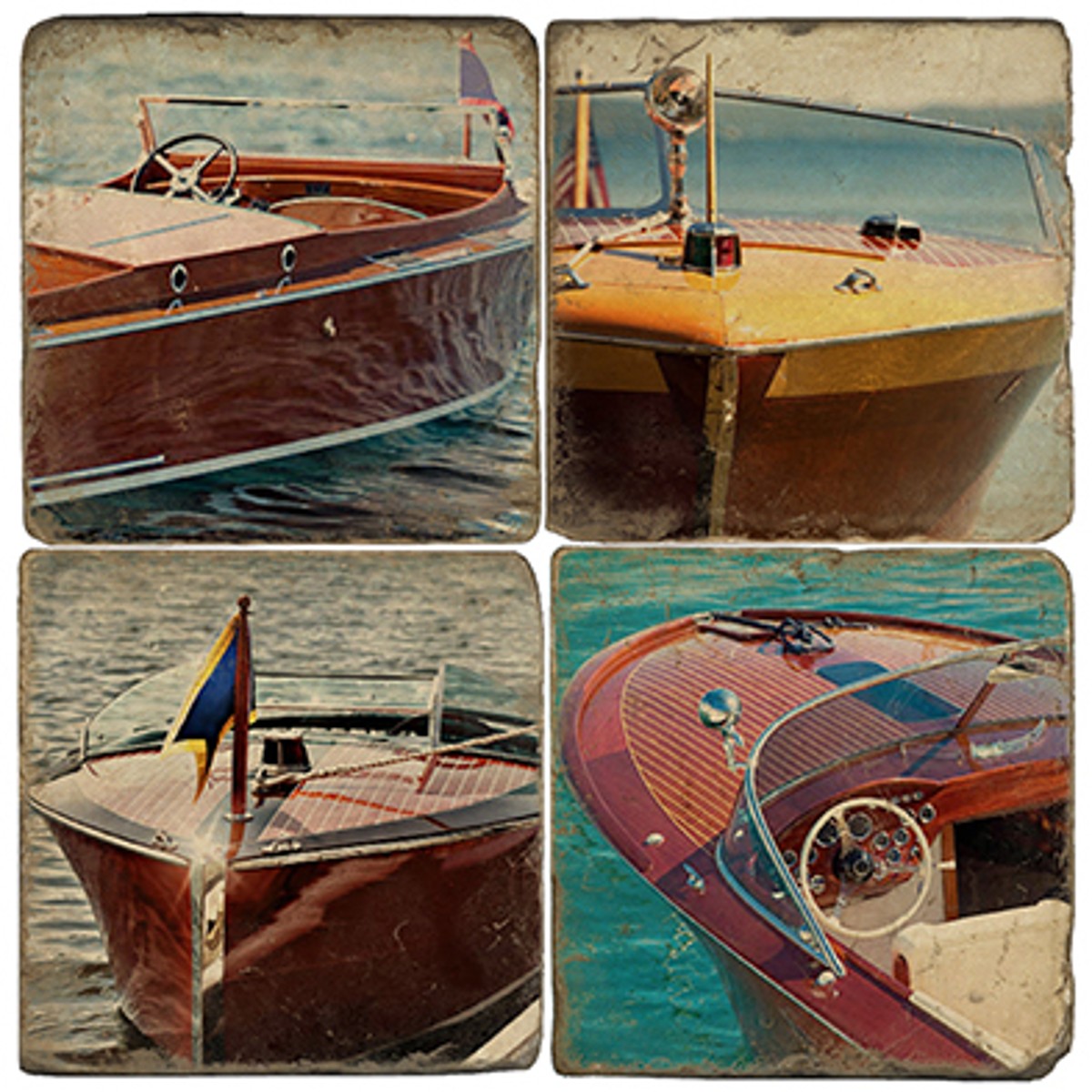 Wooden Boats II Coasters - Set of 4
