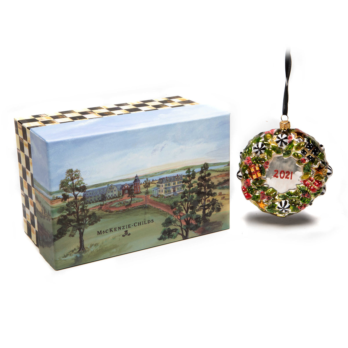 Glass Ornament - Jolly Dated Wreath