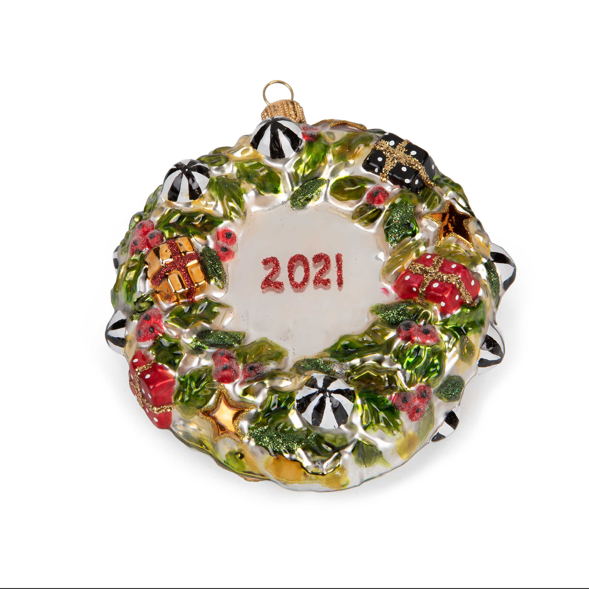 Glass Ornament - Jolly Dated Wreath