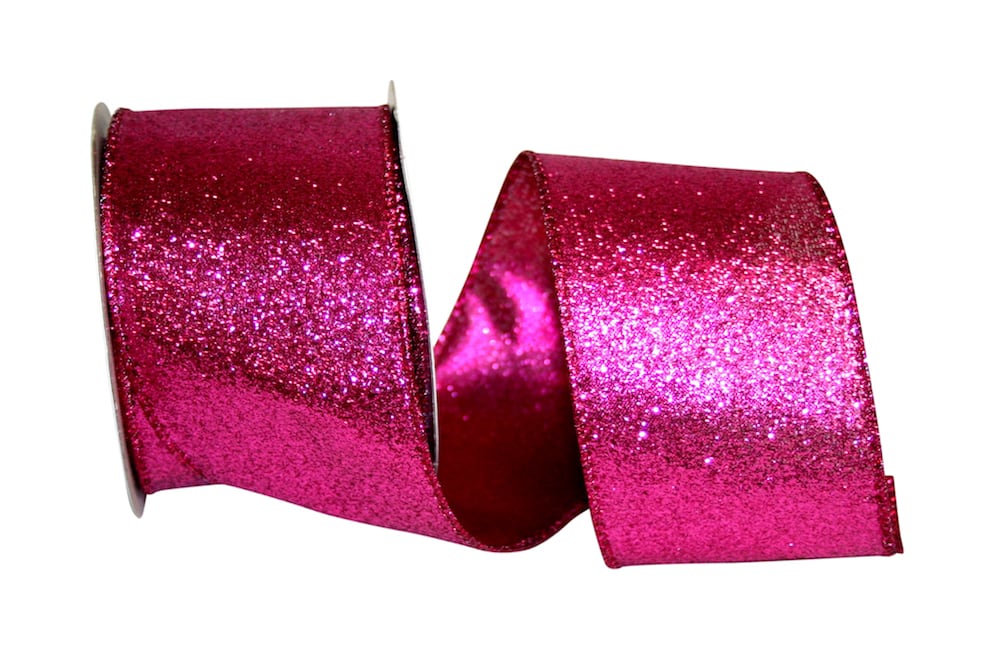 Glitter Metallic Lame Wired Edge, Fuchsia