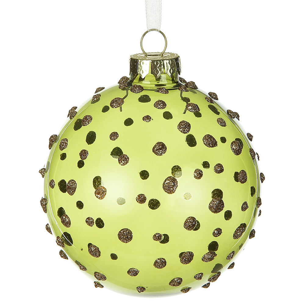 Dots Glass Ball Ornament - Green