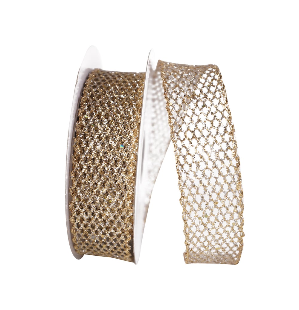 Grand Net Glitter Wired Edge, Gold/silver