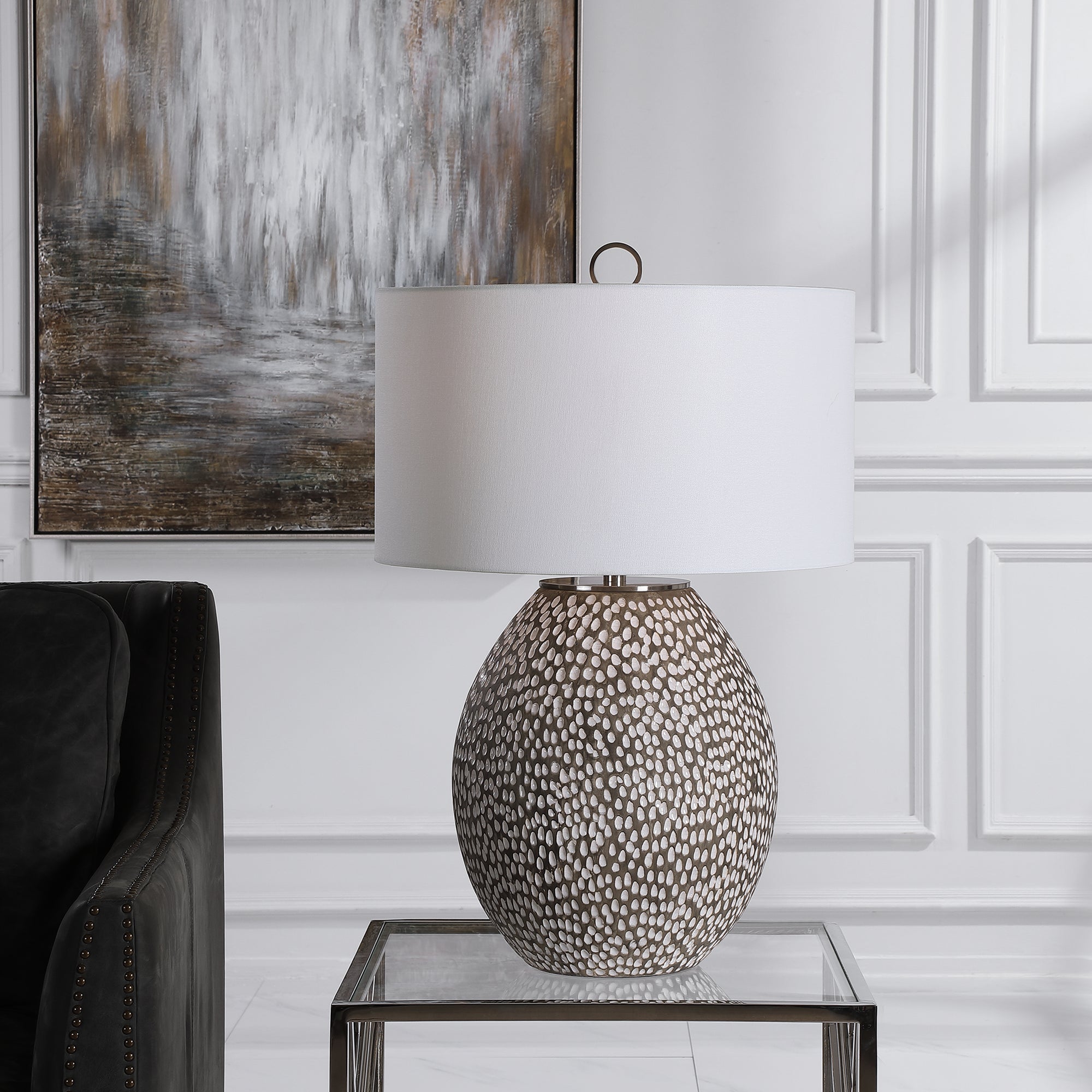 Cyprien Gray White Table Lamp