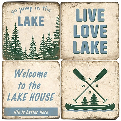 Lake House Signs Coasters - Set of 4