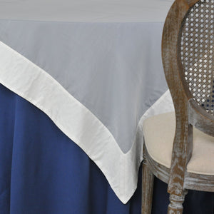 Navy - White Satin Tablecoth