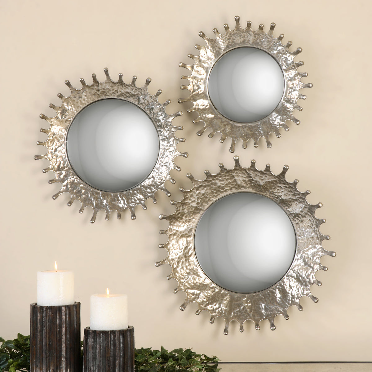 Rain Splash Round Mirrors, S/3