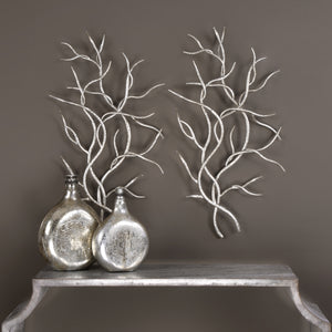 Silver Branches Metal Wall Decor, S/2