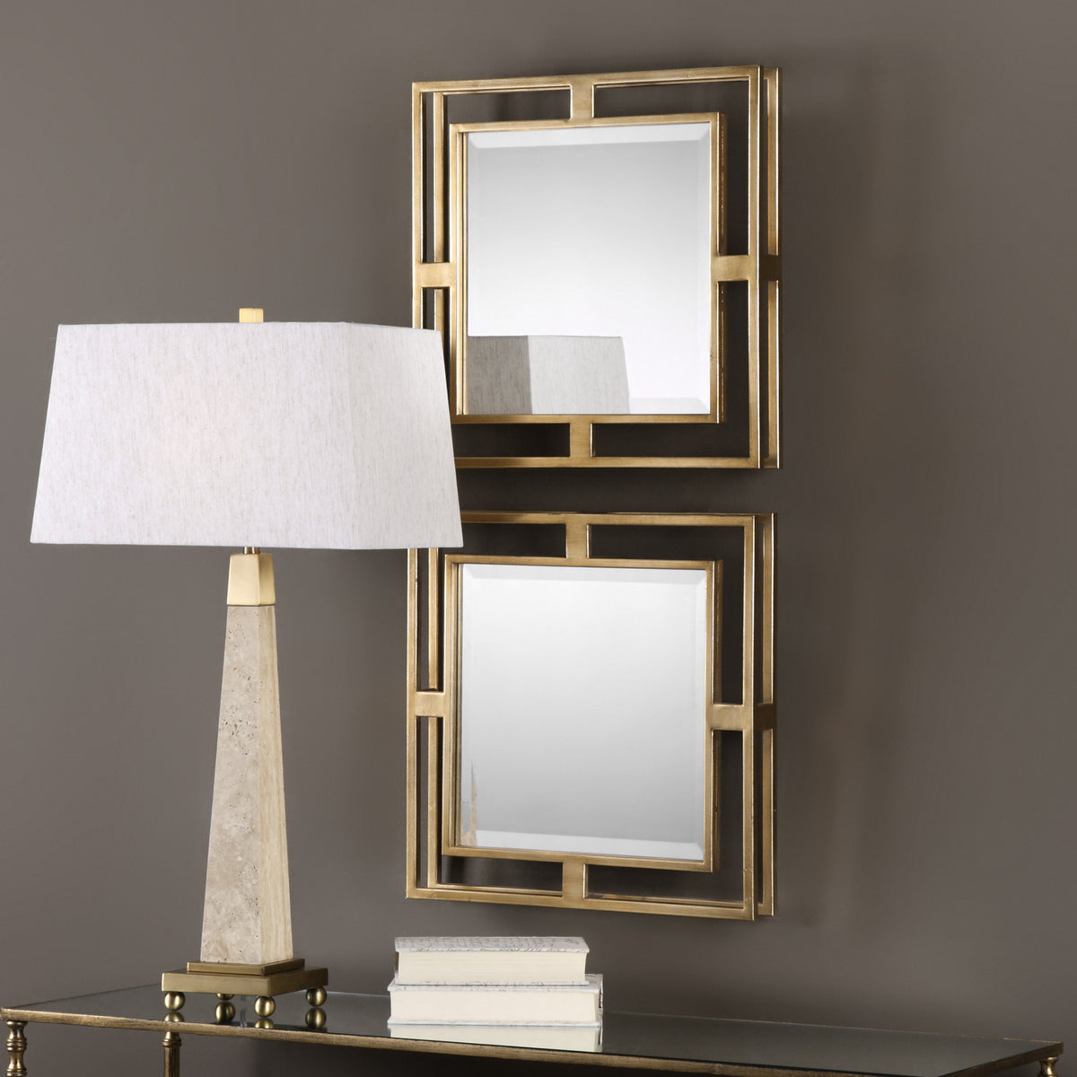 Allick Gold Square Mirrors S/2