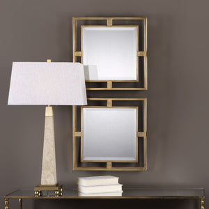 Allick Gold Square Mirrors S/2