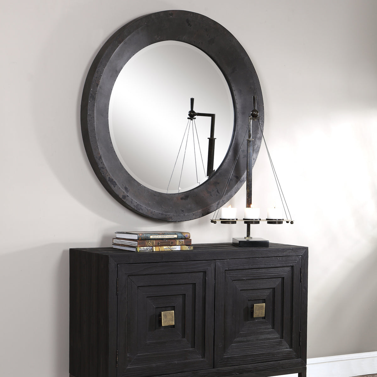 Frazier Round Industrial Mirror