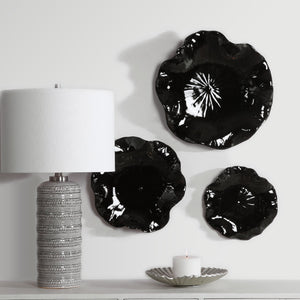 Abella Black Ceramic Wall Decor, S/3