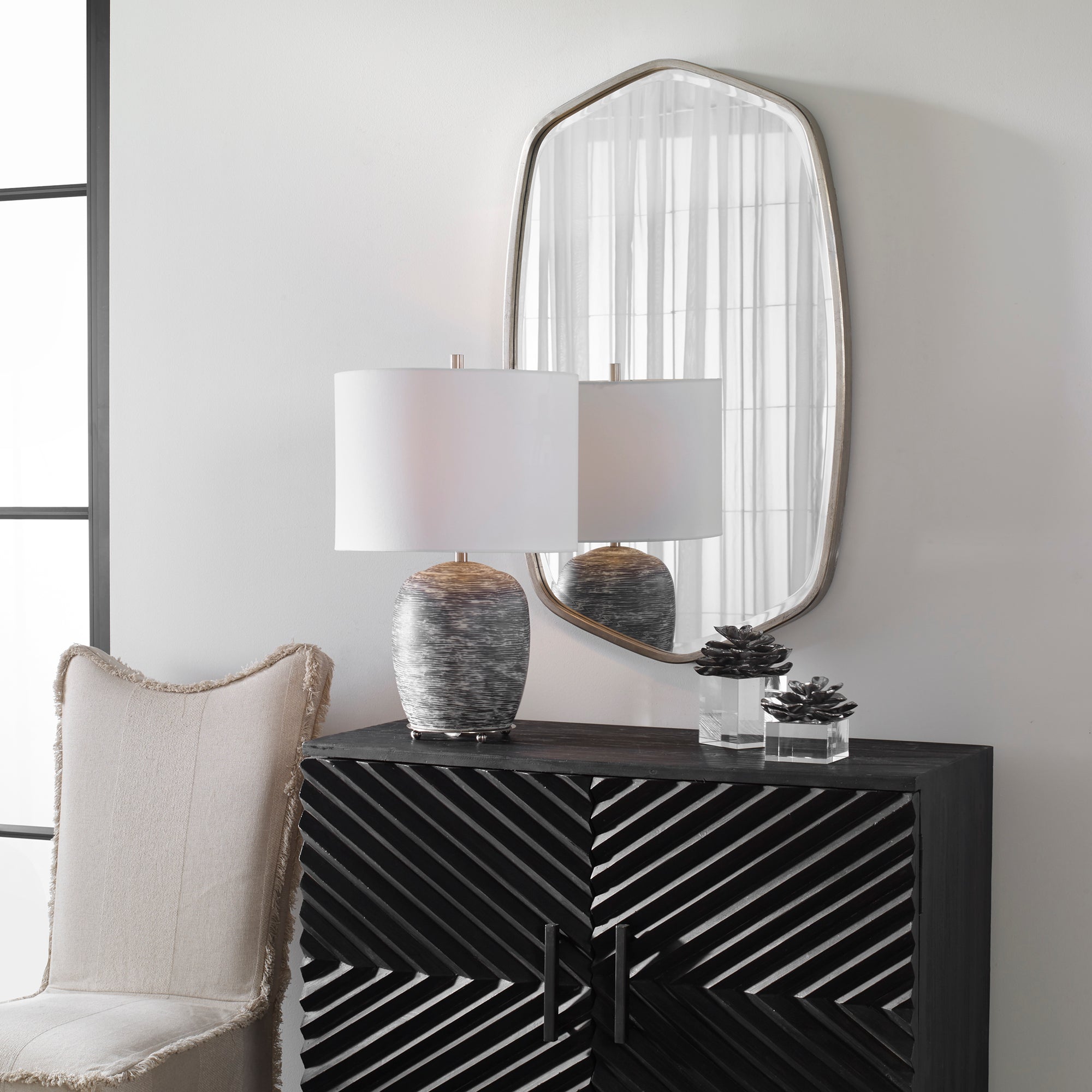 Duronia Brushed Silver Mirror