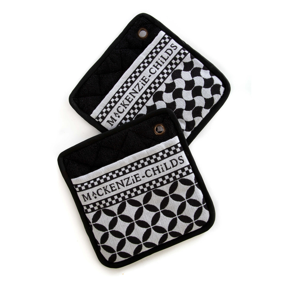 Geo Pot Holders - Black - Set of 2