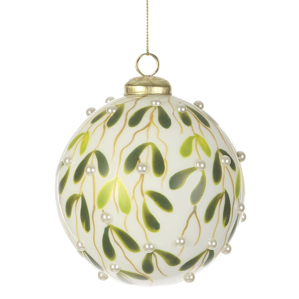4&quot; Mistletoe Glass Ball Ornament