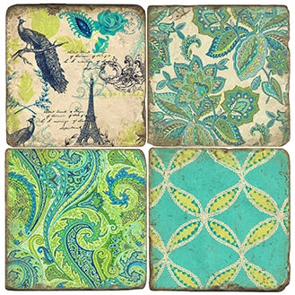 Pretty as a Peacock Coasters - Set of 4
