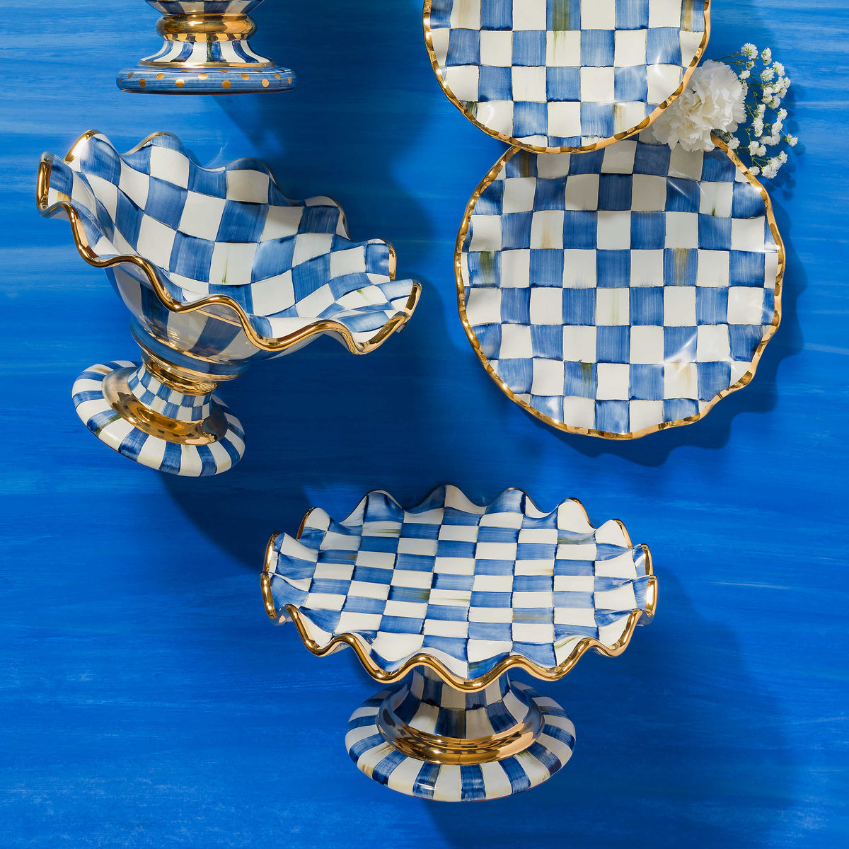 Royal Check Fluted Cake Stand