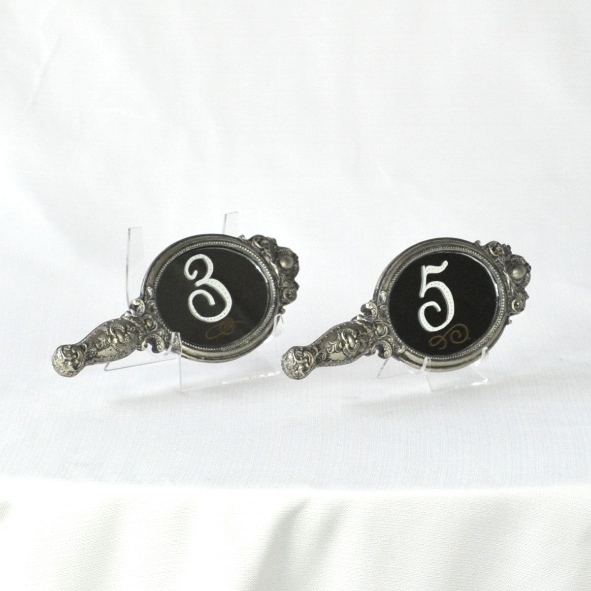 Oval Hand Mirror - Table Numbers
