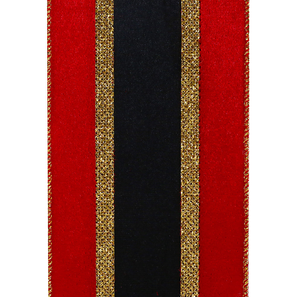 Velvet Plush Overlay Glitter Wired Edge, Red/black