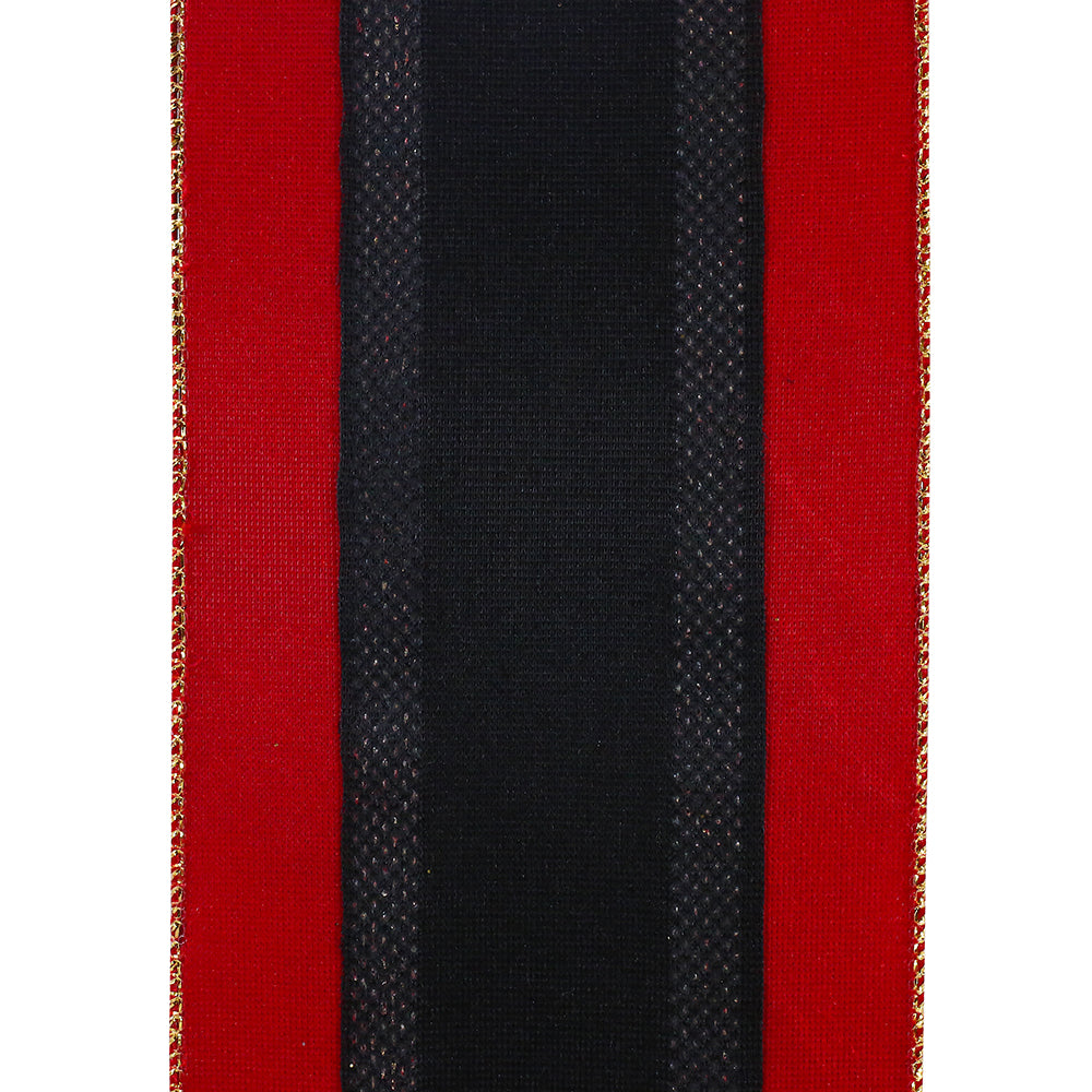 Velvet Plush Overlay Glitter Wired Edge, Red/black