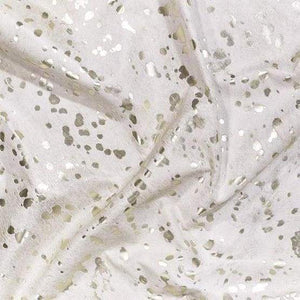 A Cowhide Rug with White and metallic Gold Pattern