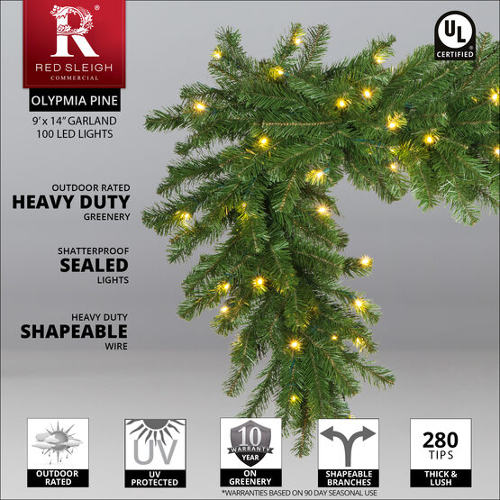 Winter green LED garland