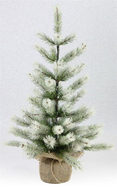 24&quot;H Frosted Pine Tree W/Burlap Base
