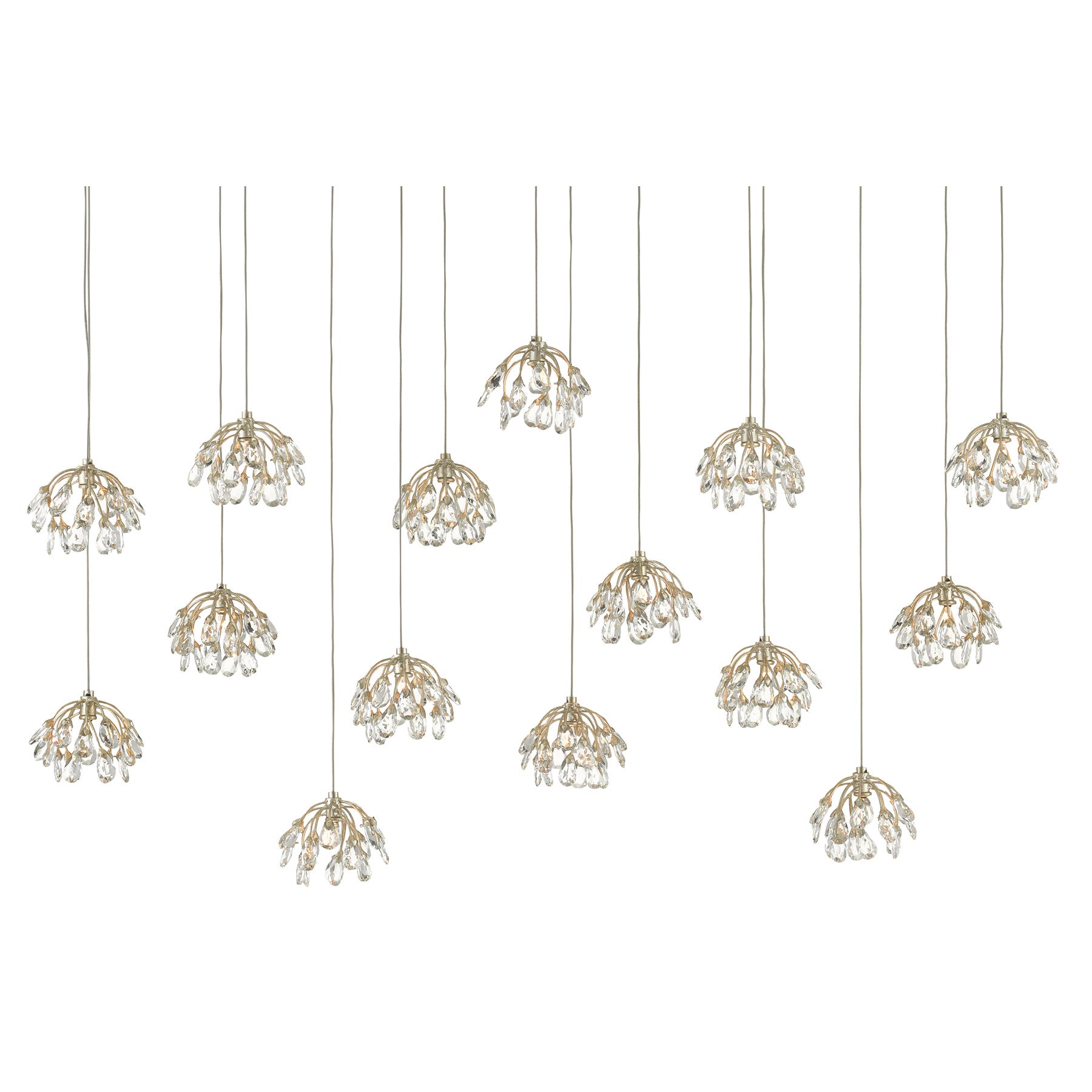 Crystal Bud Rectangular 15-Light Multi-Drop Pendant