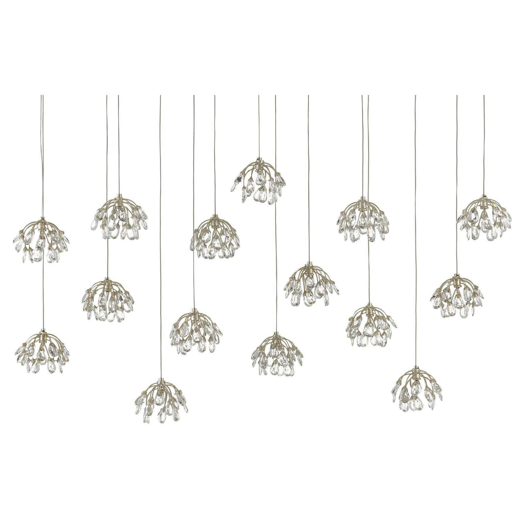 Crystal Bud Rectangular 15-Light Multi-Drop Pendant