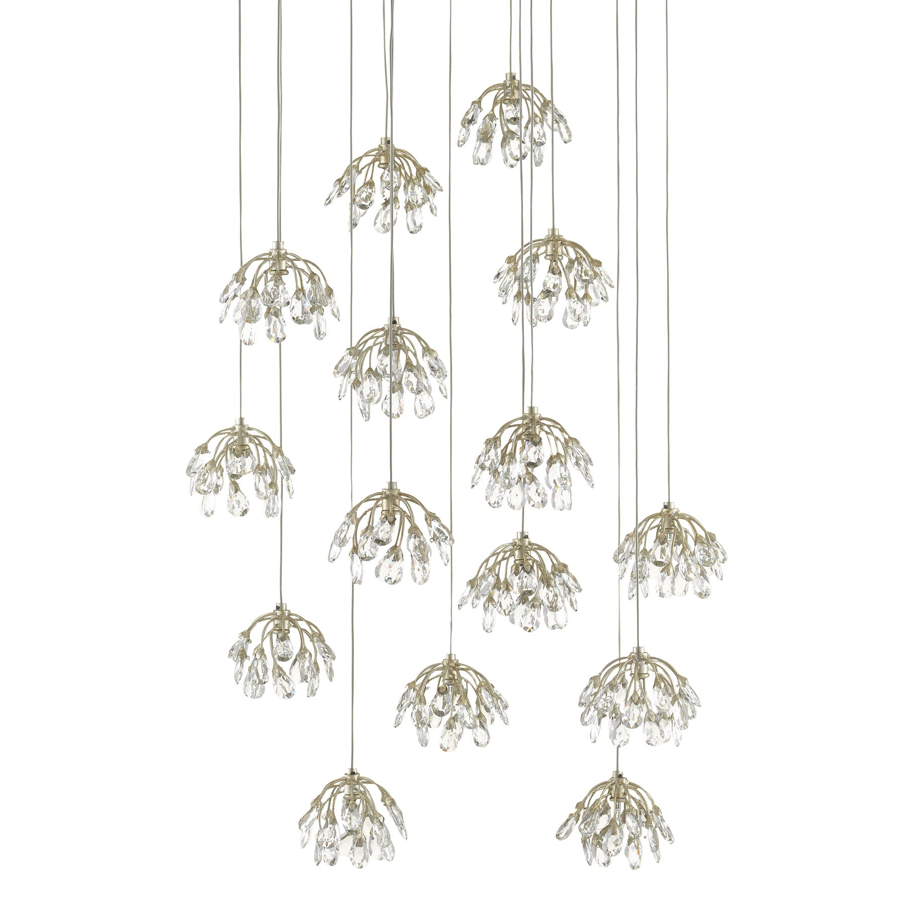 Crystal Bud Round 15-Light Multi-Drop Pendant