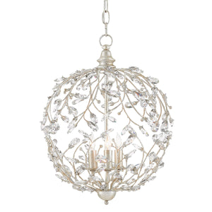 Crystal Bud Silver Orb Chandelier