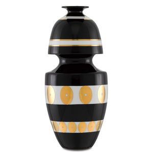 De Luca Black and Gold Gourd Vase