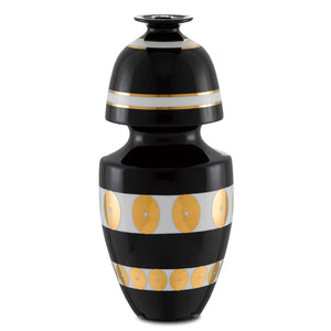 De Luca Black and Gold Gourd Vase