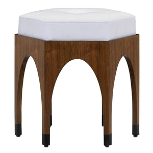 Dyer Muslin Walnut Ottoman