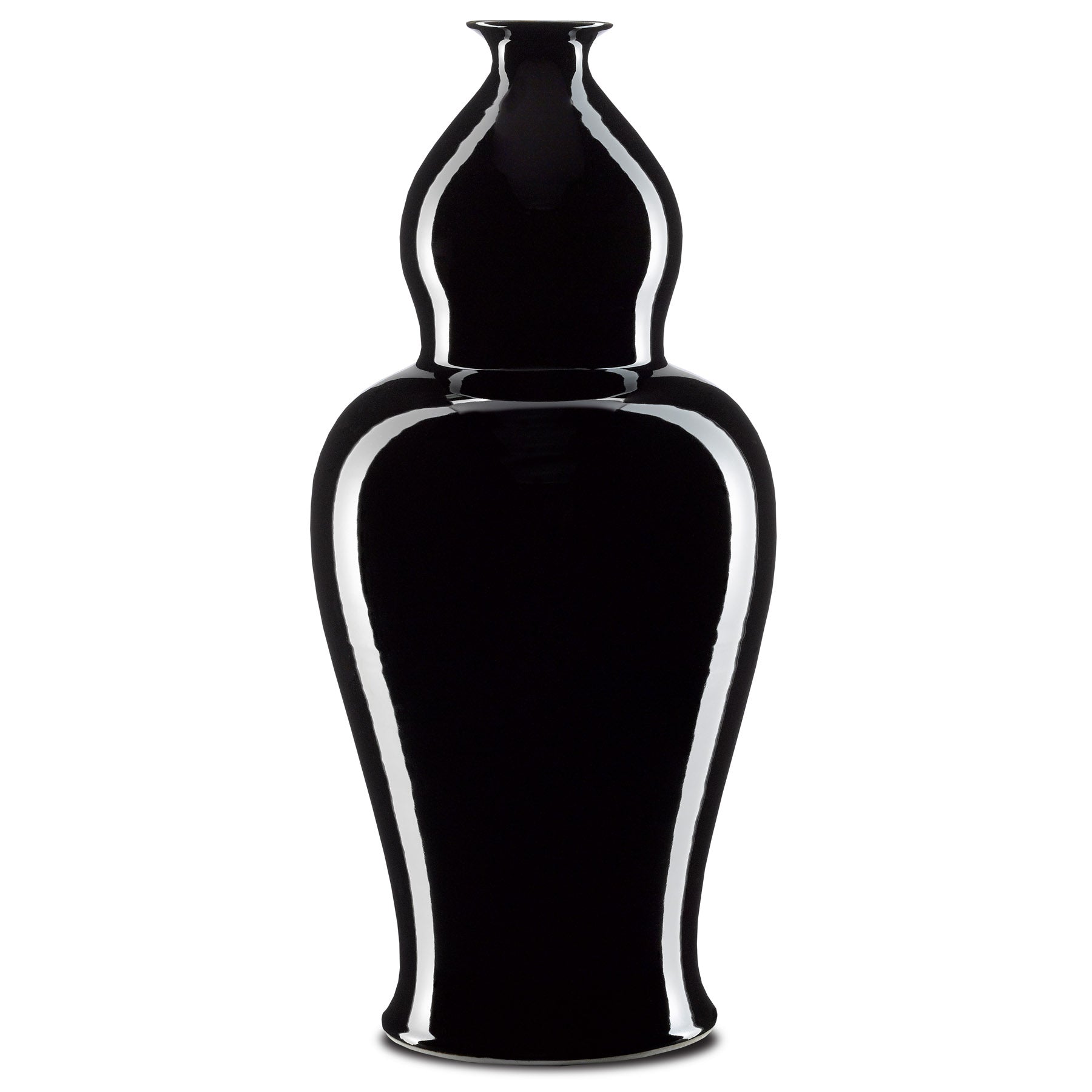 Imperial Black Large Elongated Double Gourd Vase
